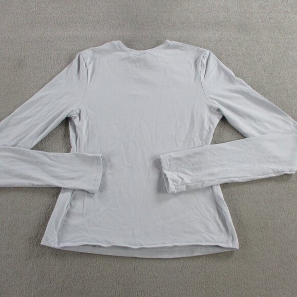 SKIMS Cotton Jersey Long Sleeve T Shirt Womens Medium Zen Blue Casual Crewneck - Picture 3 of 9